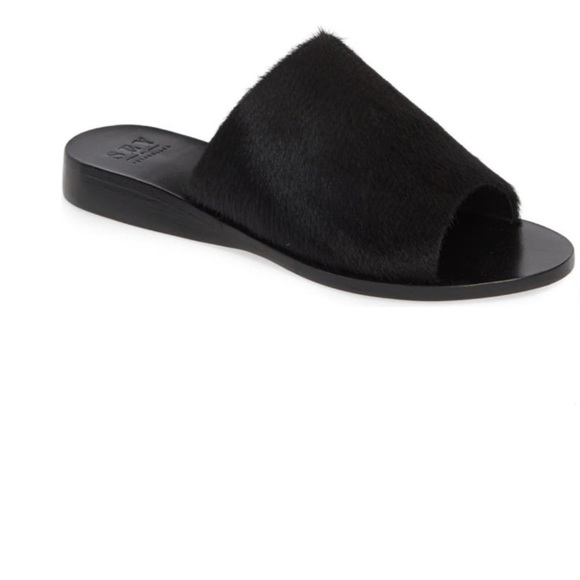 NWB SEYCHELLES Stanza Genuine Calf Hair Slide Sandal Size 6 - Picture 1 of 10